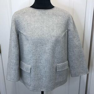 Talbots gray wool top with pockets, 12p